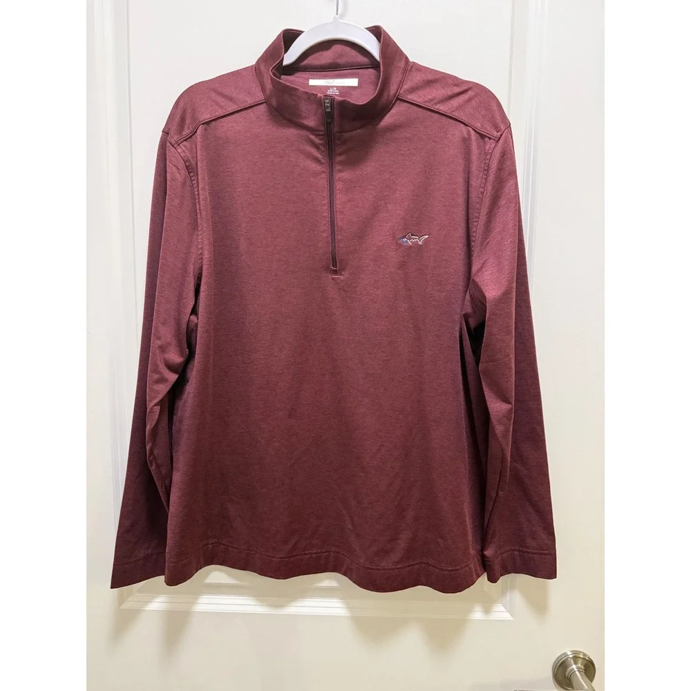 Greg Norman Mens Quarter‎ Zip Pullover Golf Shirt Burgundy Maroon Heather Large